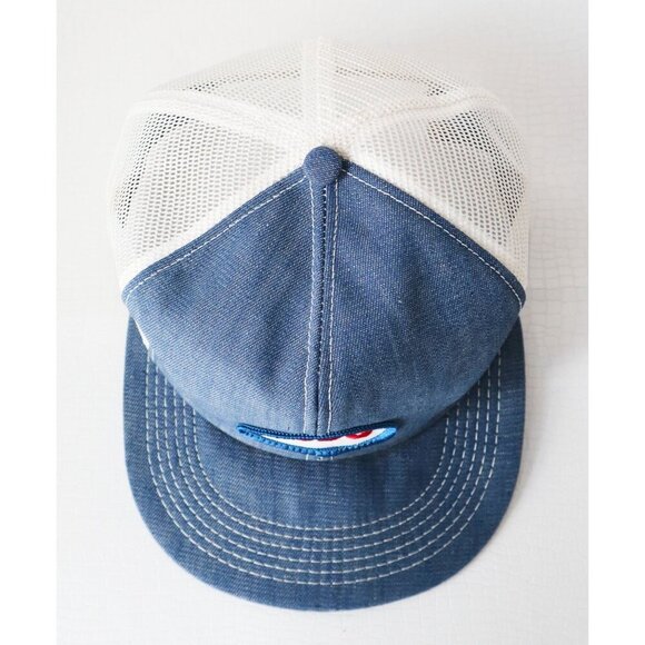 Vintage 70s 80s ESSO Oil & Gas Denim Trucker Hat K-Brand Snapback Mesh Retro - Picture 5 of 8